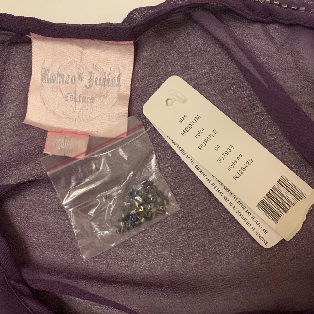 Romeo & Juliet Couture Puple Beaded Sheer Dress - Picture 8 of 14